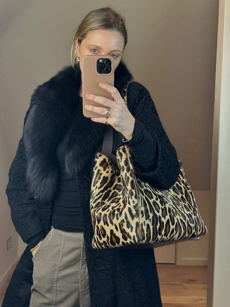 The Iris Tote in Leopard Printed Calf Hair