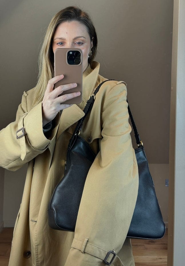 Vintage Gucci Braided Strap Leather Shoulder Bag With Tassel