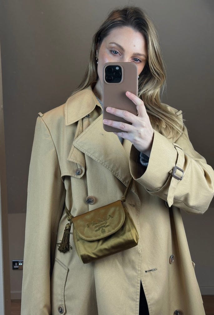 Vintage Prada Golden Ochre Silk Tassel Shoulder Bag