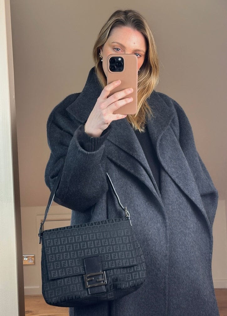 Vintage Fendi Mamma Baguette Black Zucchino Canvas