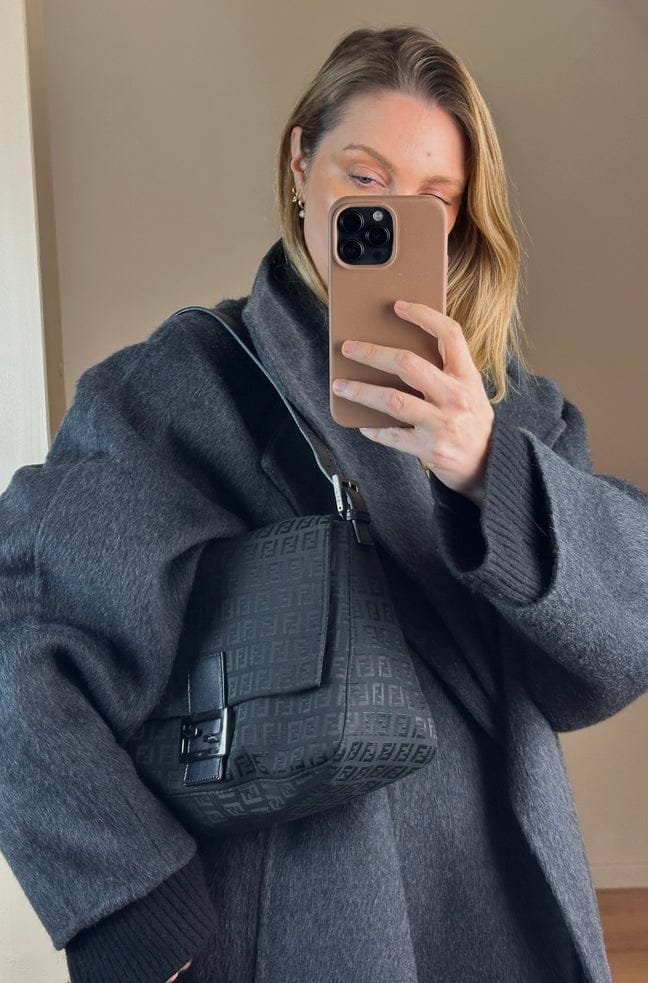 Vintage Fendi Mamma Baguette Black Zucchino Canvas