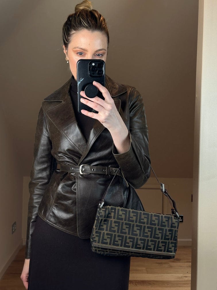 Vintage Fendi Zucca Shoulder Bag With Metal Trim – The Hosta