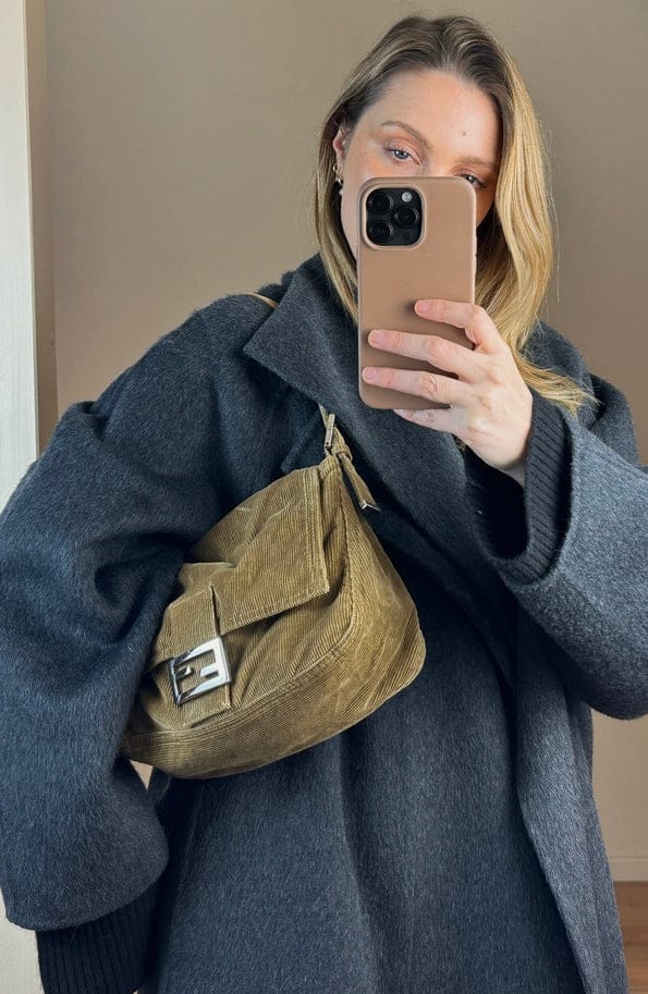 Borsa a tracolla vintage Fendi Mamma Baguette in velluto a coste