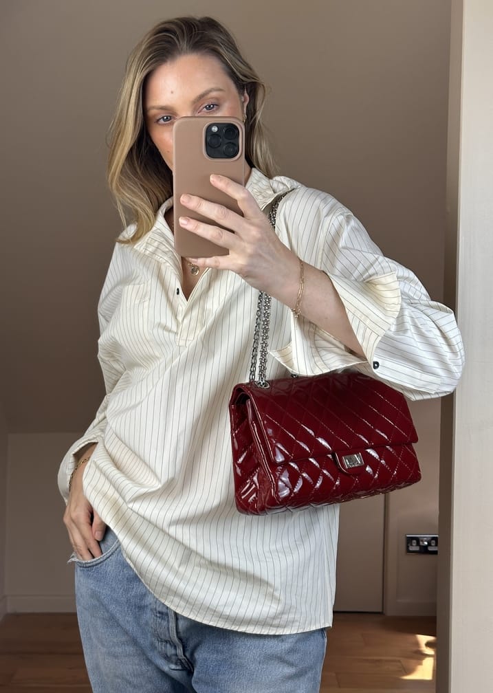 Chanel Classic Deep Red Patent Leather Double Flap Bag