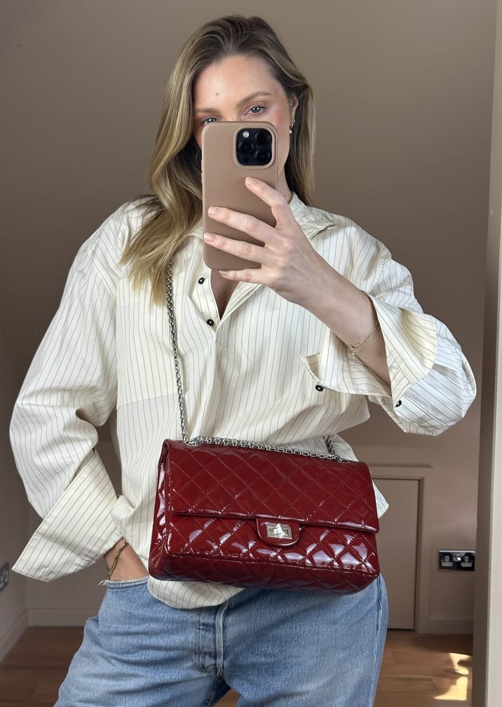 Chanel Classic Deep Red Patent Leather Double Flap Bag