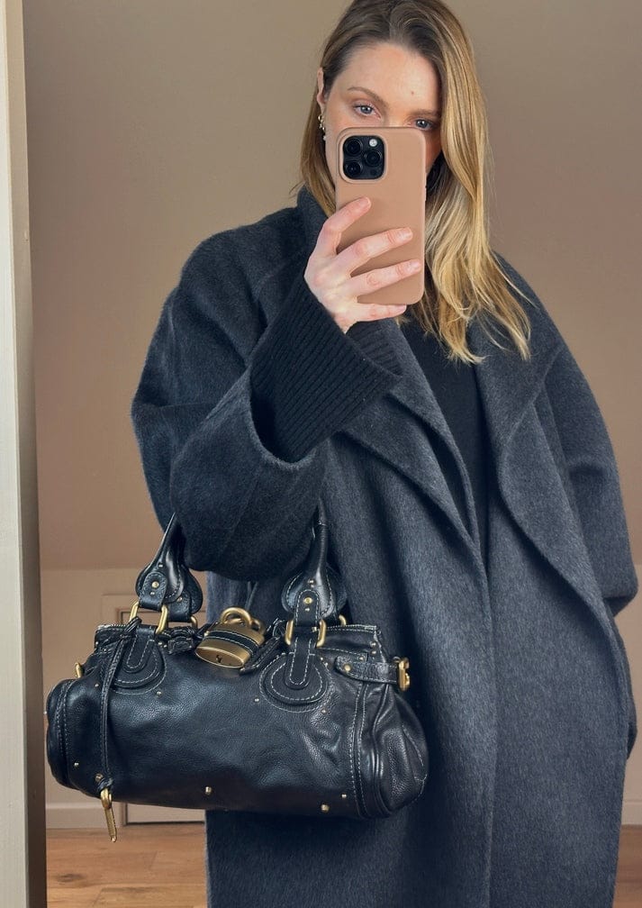 Vintage Chloé Paddington Bag in Black Leather with Gold Tone
