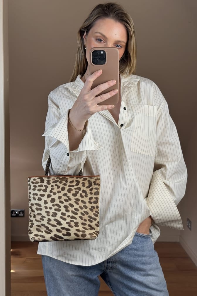 Vintage Christian Dior Leopard Printed Calf Hair Tote Bag