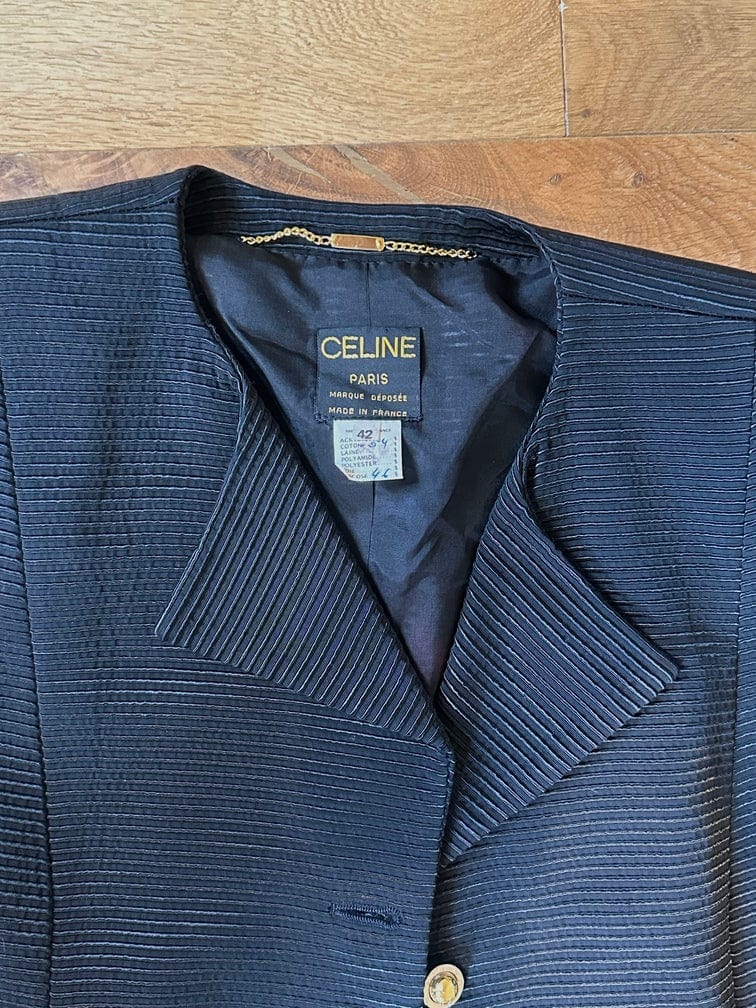Vintage Celine Paris Black Blazer With Gold Buttons