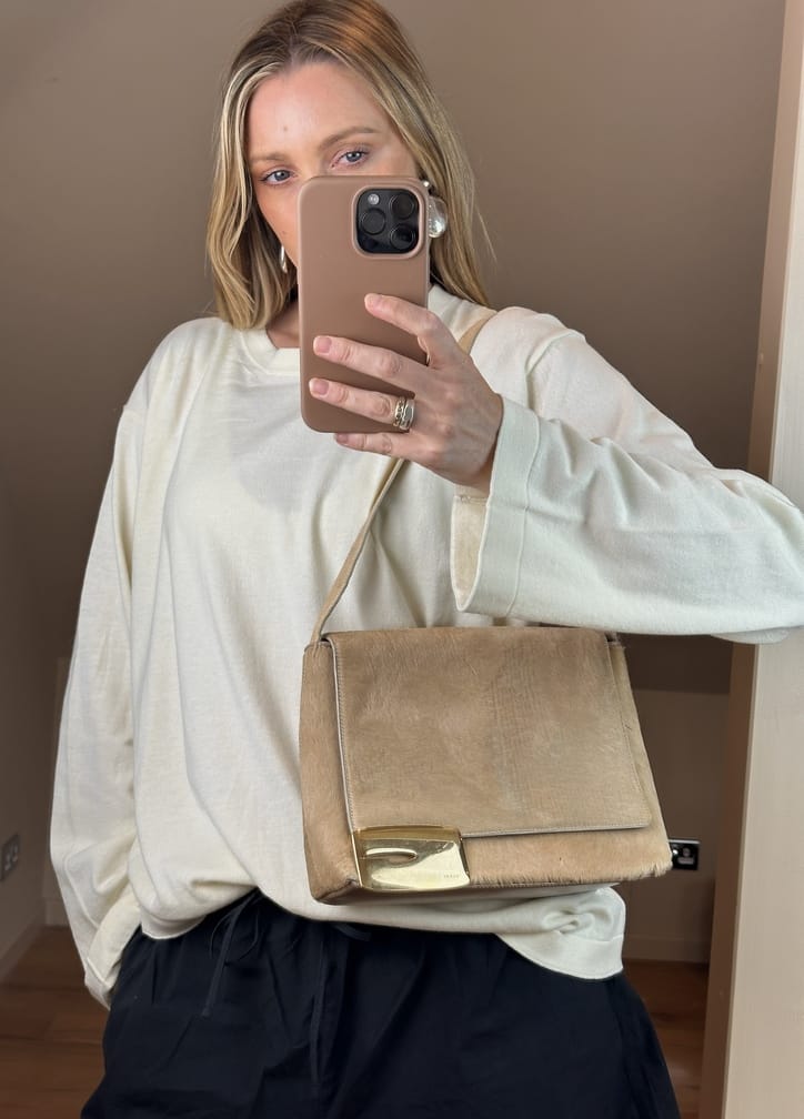 Vintage Gucci Tom Ford era Beige Calf Hair Shoulder Bag