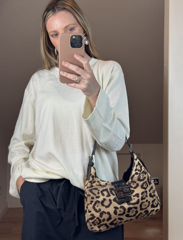 Vintage Fendi Leopard Calf Hair Shoulder Bag