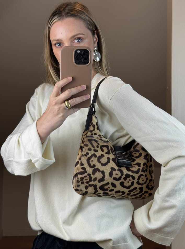 Vintage Fendi Leopard Calf Hair Shoulder Bag