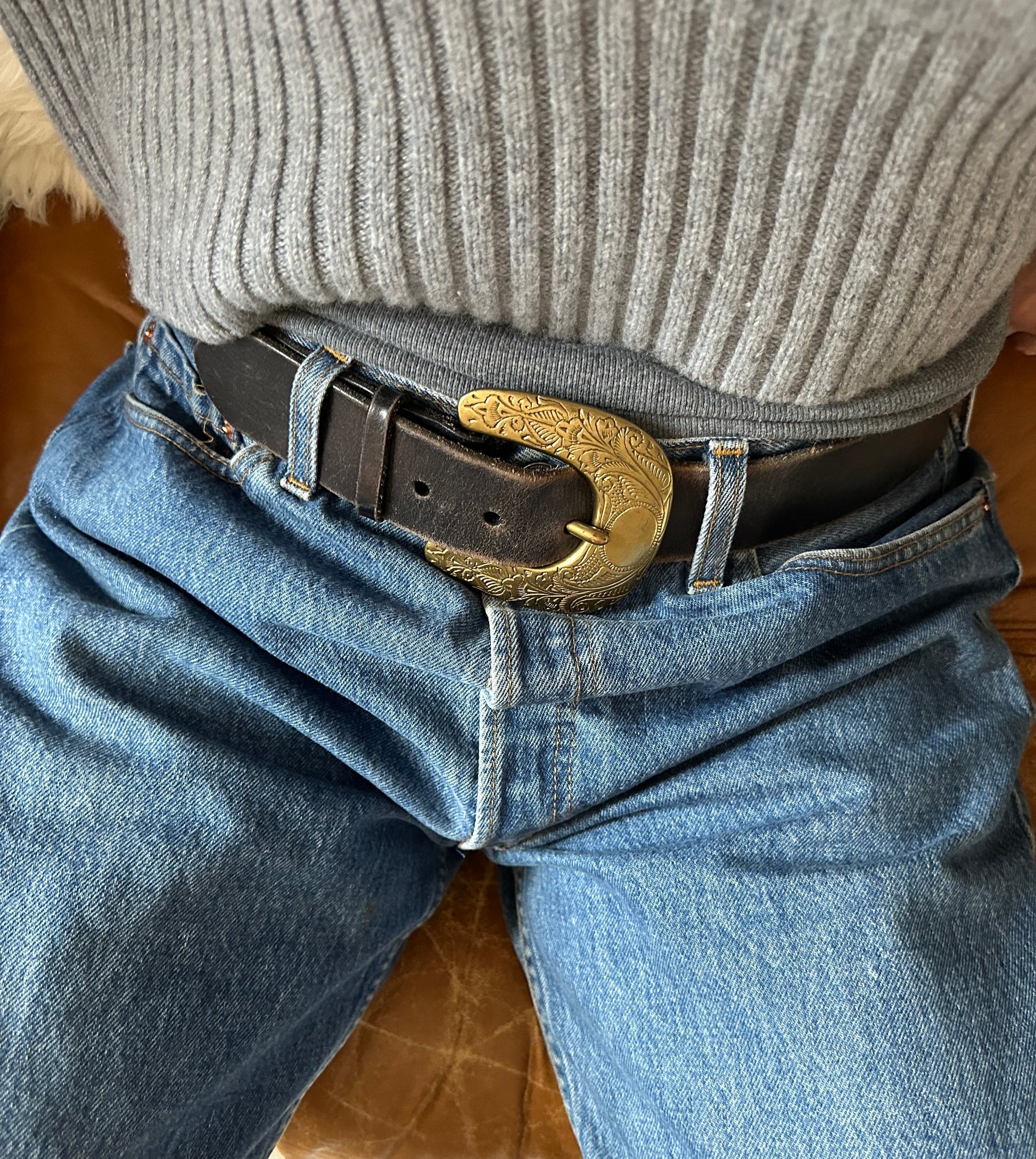 Vintage Ralph Lauren Black Leather Belt