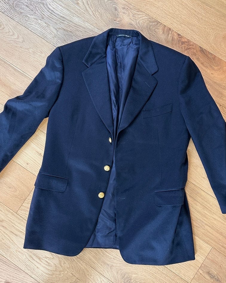 Vintage Celine Homme Cashmere Blazer – Navy with Gold Buttons