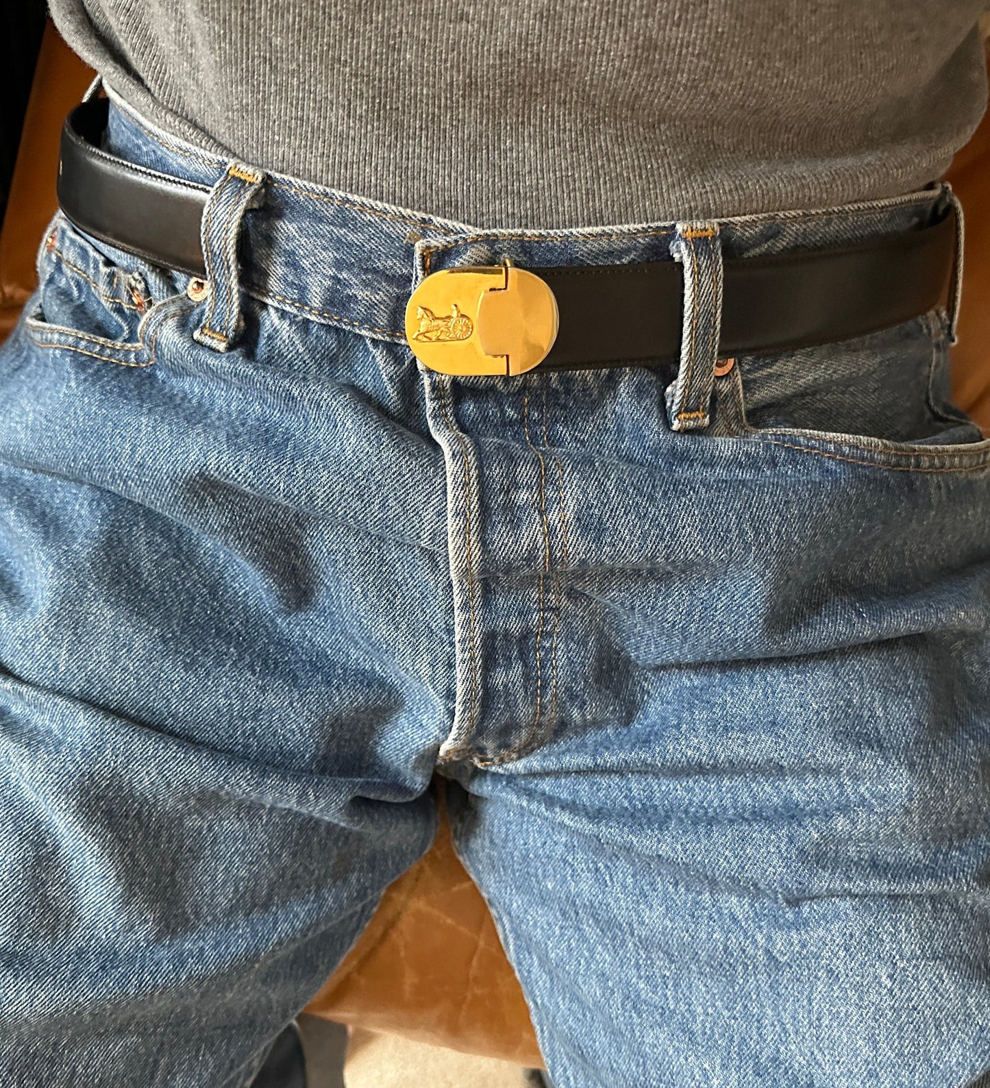 Vintage Celine Sulky Black Leather Belt