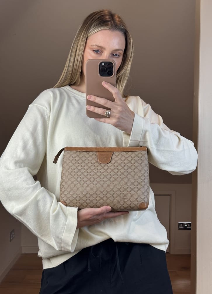 極美品 Vintage Celine Macadam Clutch Bag Vintage Celine Macadam Canvas Clutch Bag – The Hosta