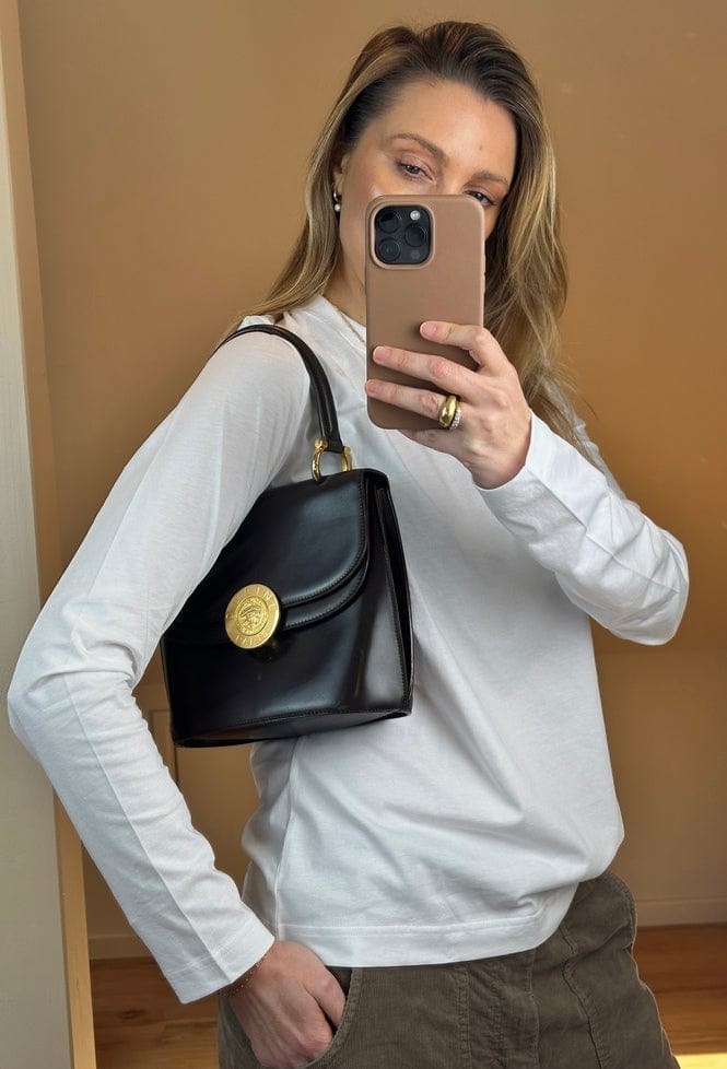 Vintage Celine Brown Leather Top Handle Bag