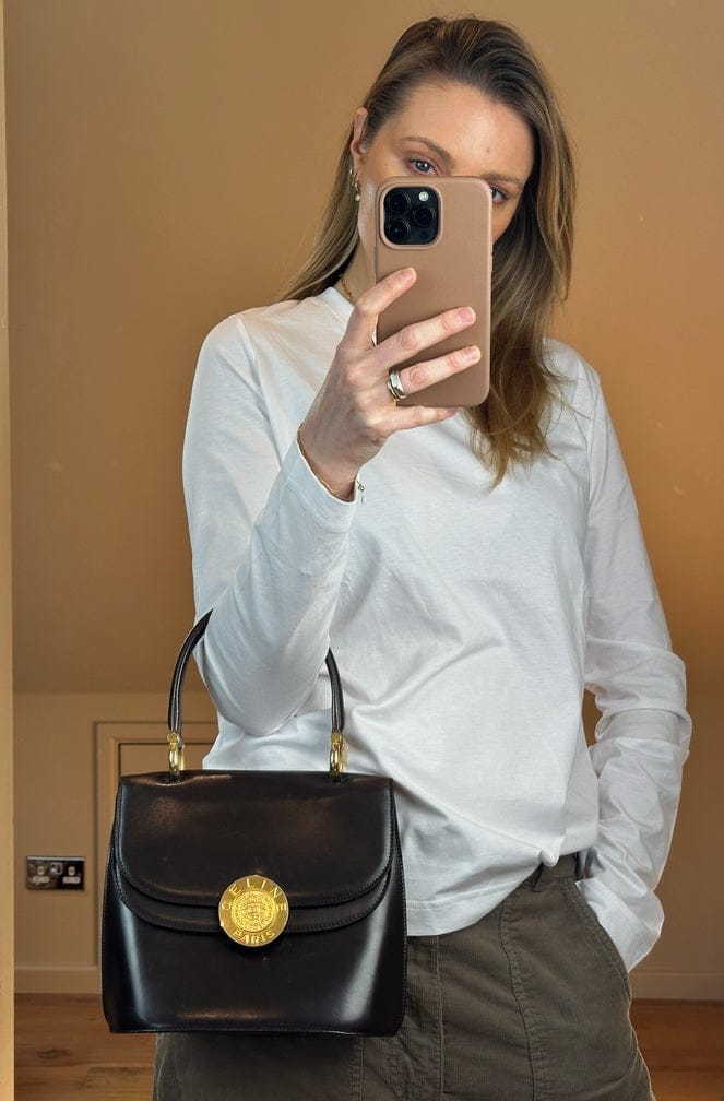 本物保証　Celine 　イタリア製　ブラウン ハンドバッグ Vintage Celine Brown Leather Top Handle Bag – The Hosta