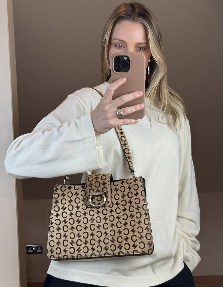 Vintage Celine Triomphe Printed Calf Hair Shoulder Bag – The Hosta
