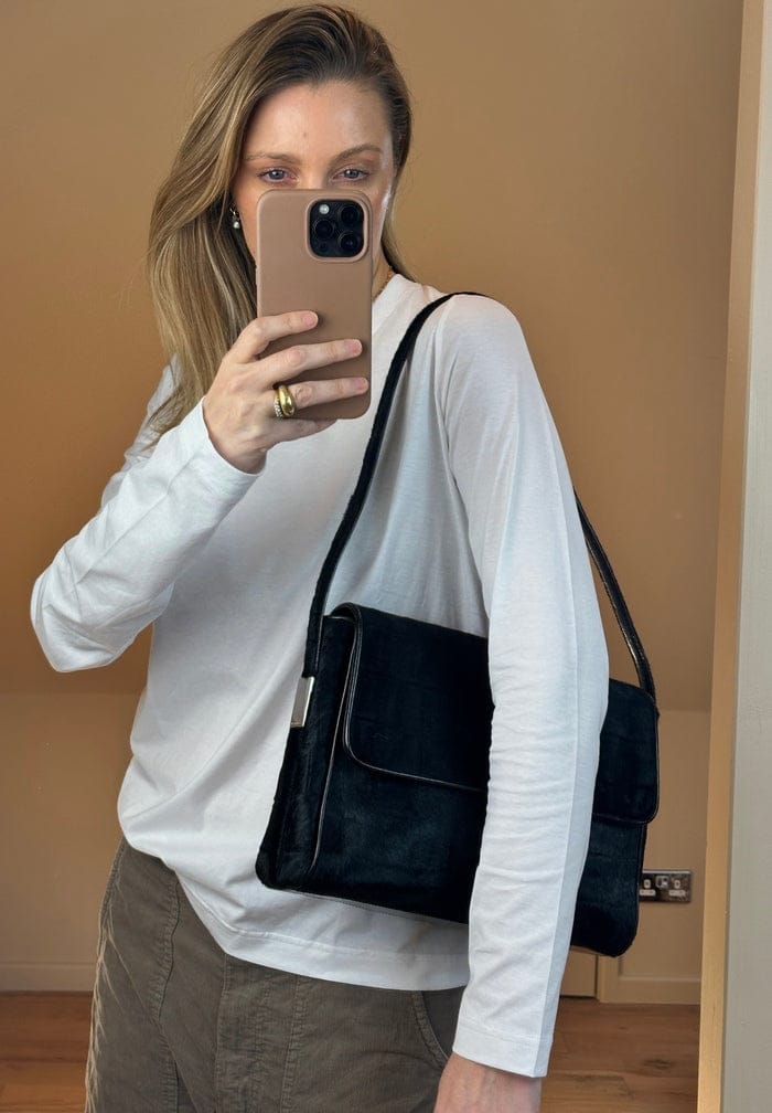 Vintage Gucci 90's Black Calf Hair Shoulder Bag