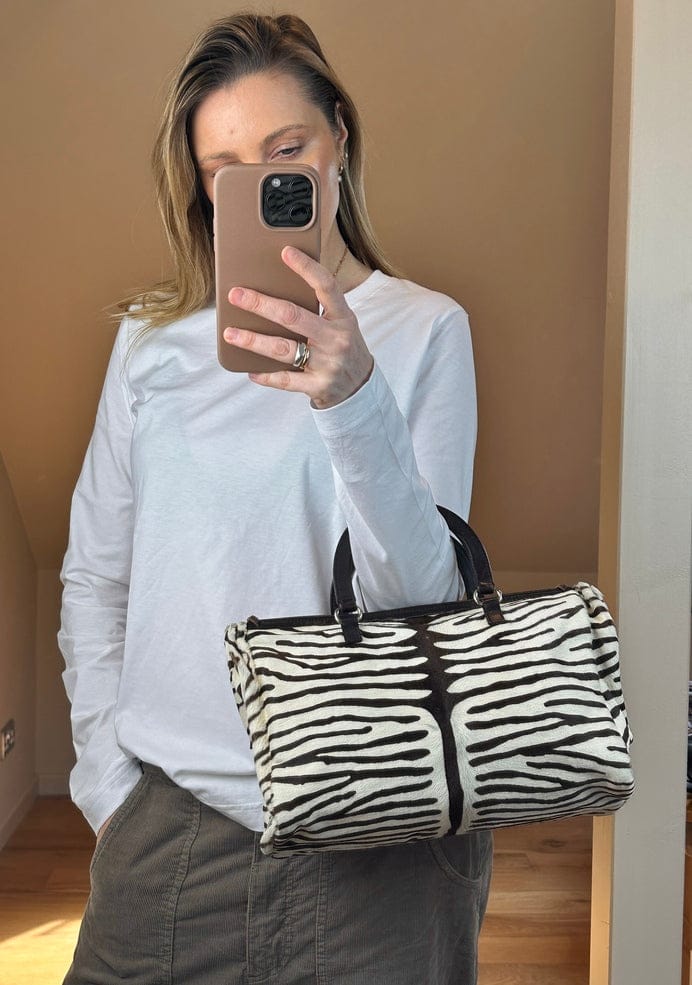 Vintage Prada Zebra Pony Hair Top Handle Bag