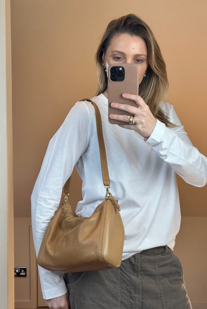 Vintage Loewe Tan Leather Shoulder Bag