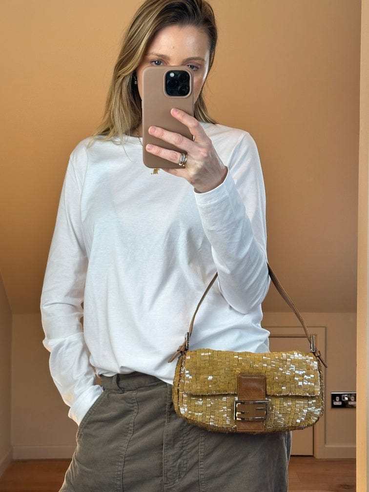 Vintage Fendi Brown Sequin Baguette Shoulder Bag