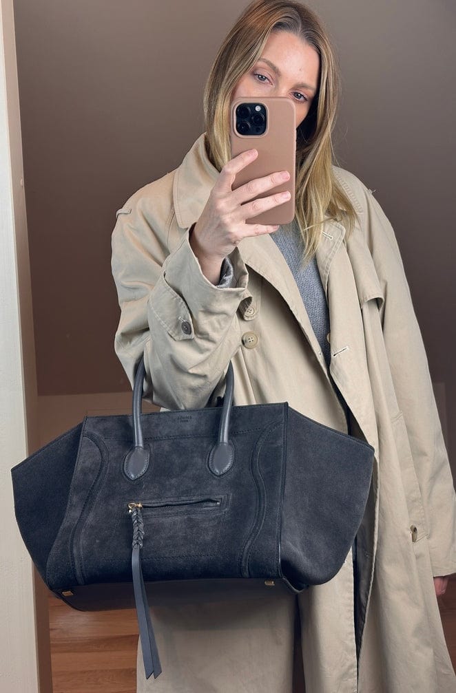 Céline Grey Suede Phantom Tote