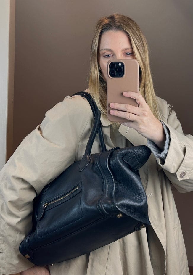Céline Luggage Tote in Black Leather