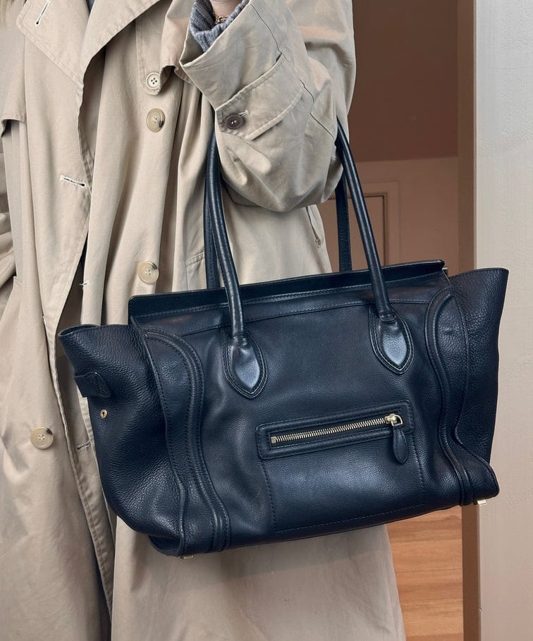 Céline Luggage Tote in Black Leather