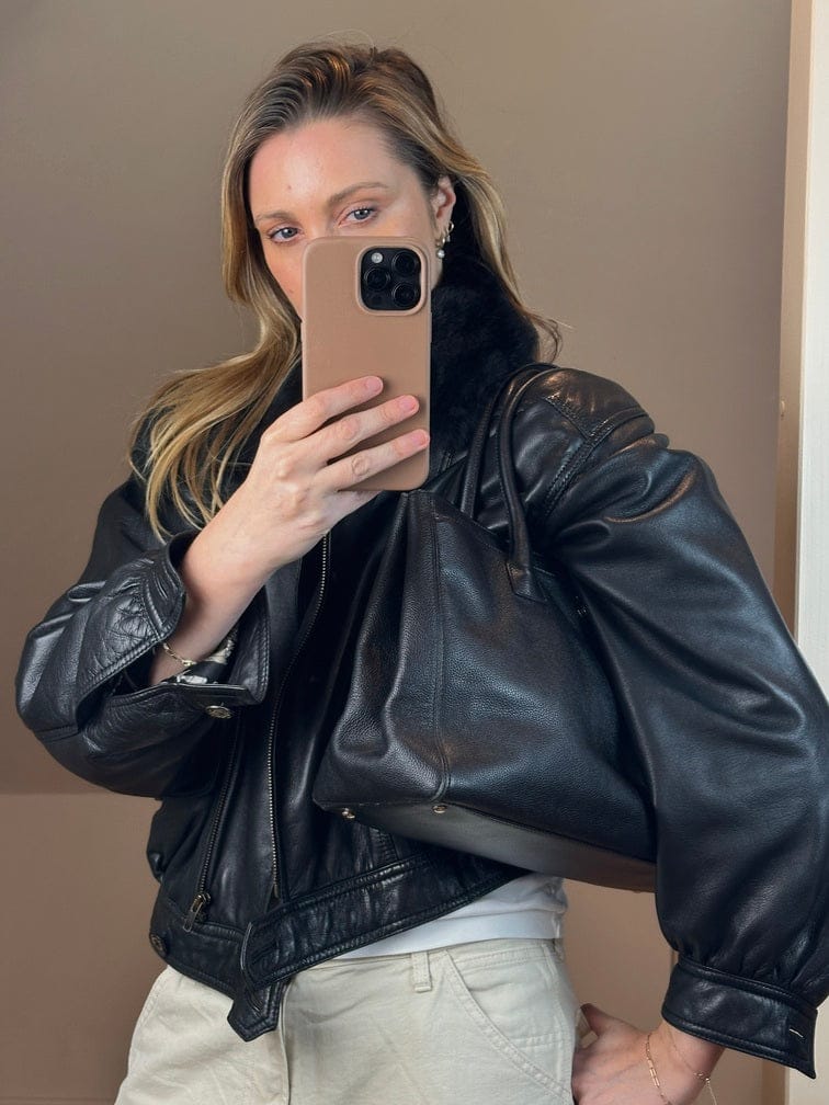 Vintage Chanel Executive Black Caviar Leather Tote Bag