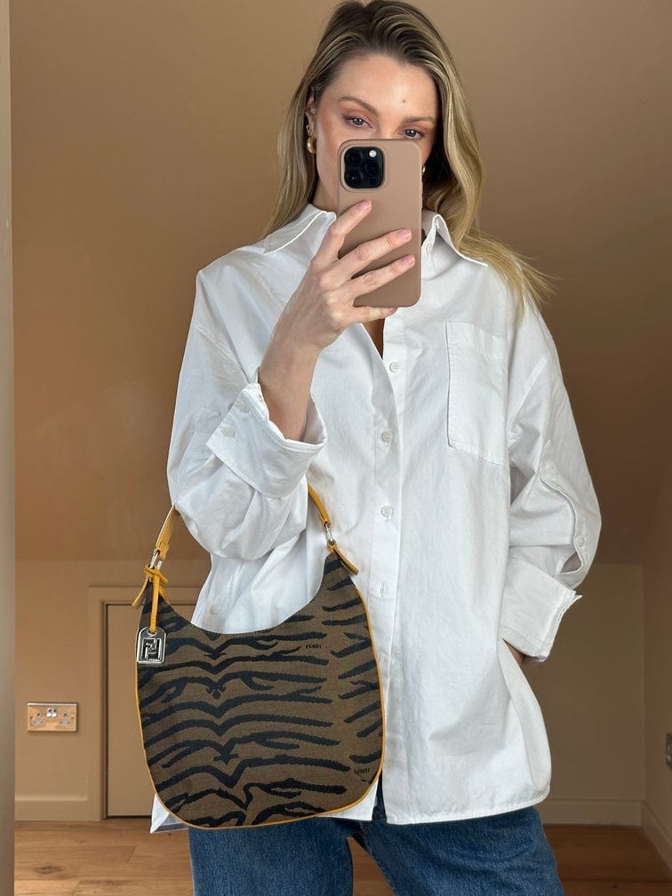 Vintage Fendi Shoulder Bag in Zebra Canvas