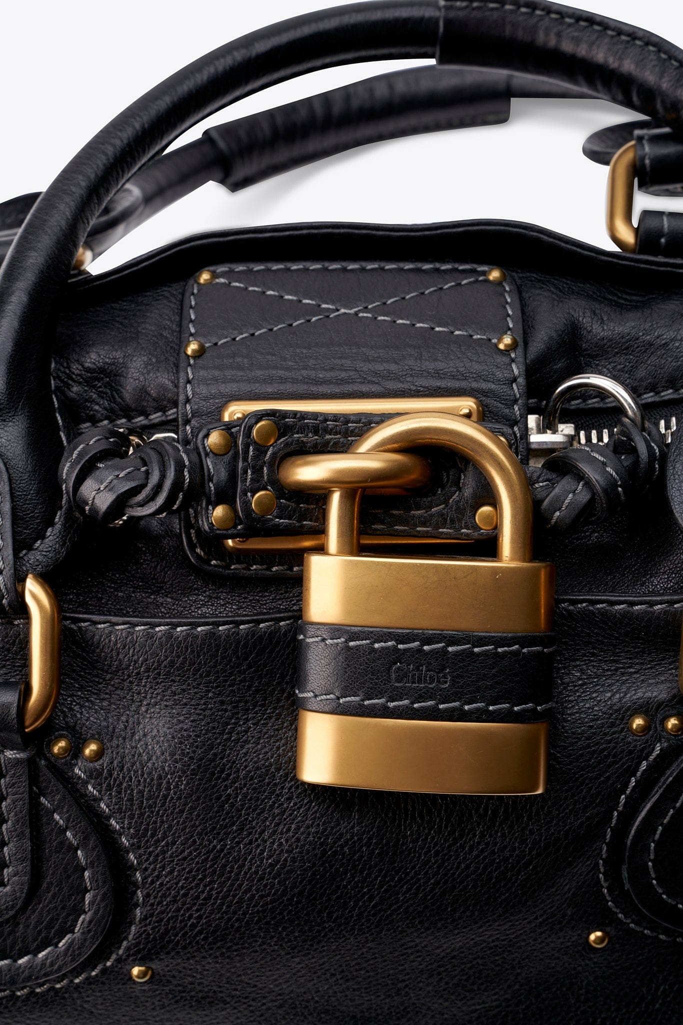 Chloé Paddington Bag in Black Leather with Gold Tone Hardware