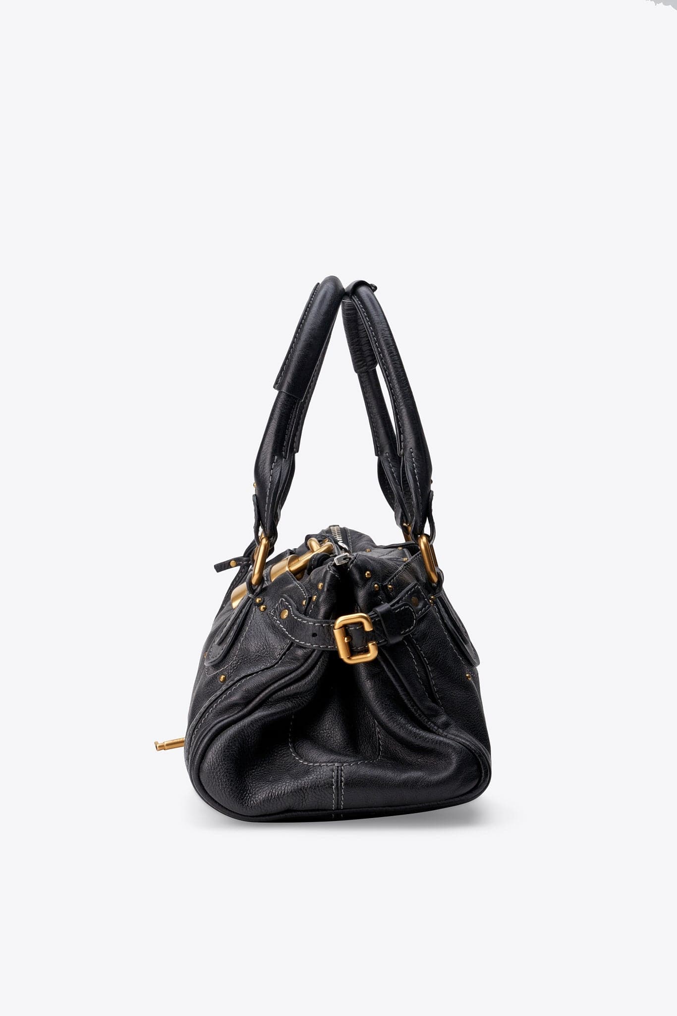 Chloé Paddington Bag in Black Leather with Gold Tone Hardware