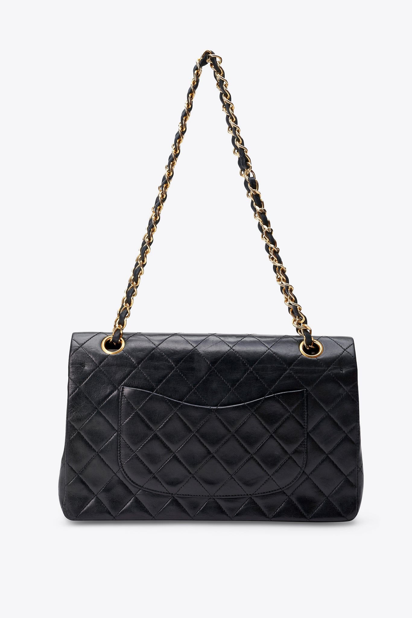 Vintage Chanel Classic Double Flap Bag Medium Black Lambskin Leather With 24k Gold Plated Hardware