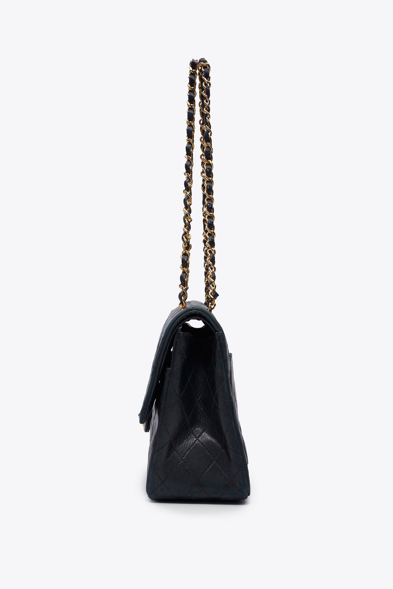 Vintage Chanel Classic Double Flap Bag Black Lambskin Leather With 24k Gold Plated Hardware