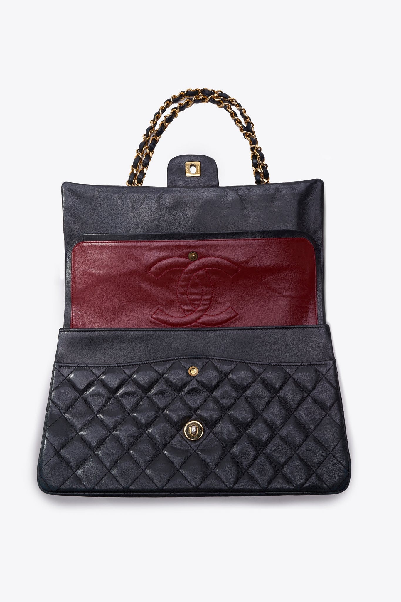 Borsa a doppia patta Chanel vintage Classica a doppia lettina in