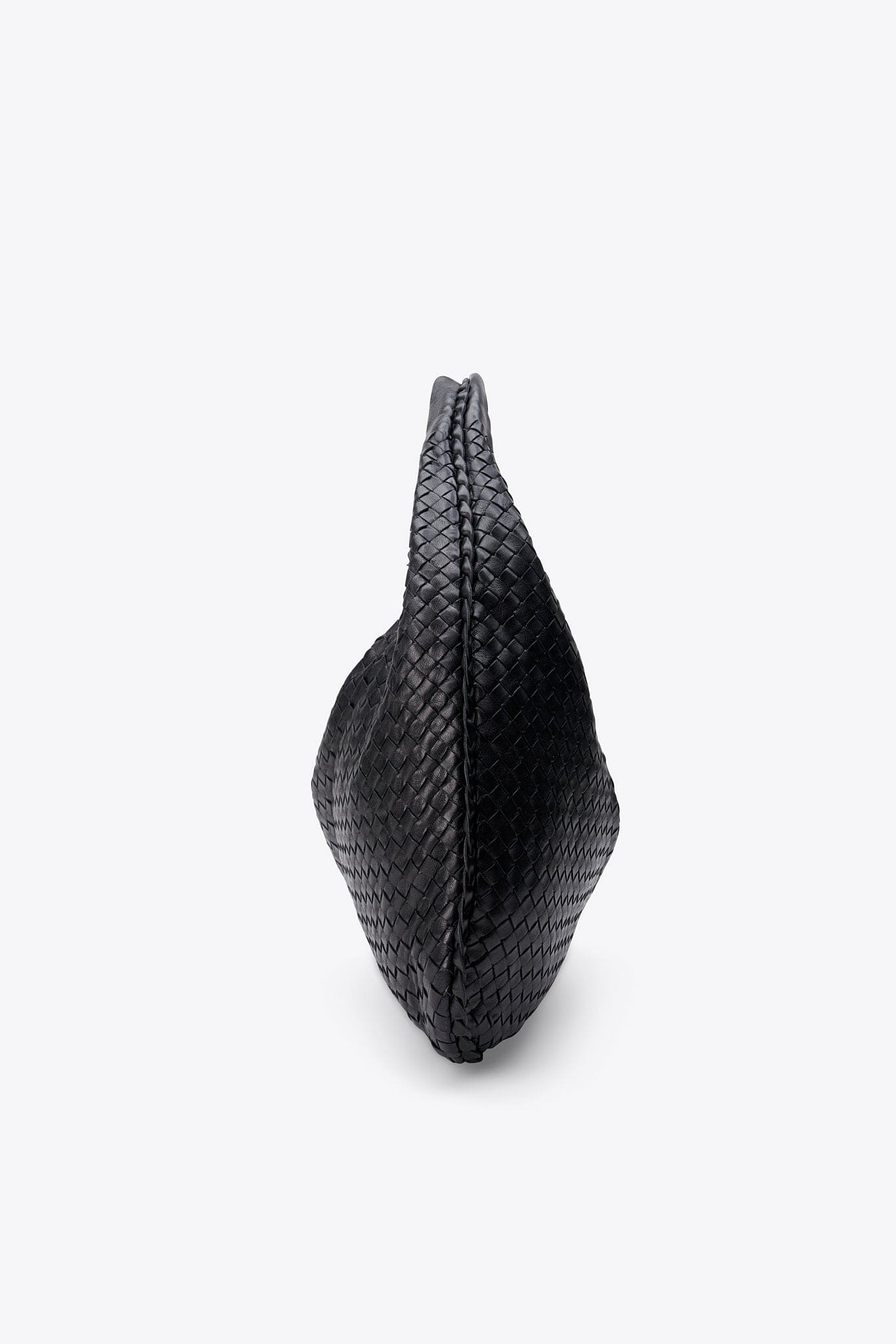 Vintage Bottega Veneta Black Intrecciato Large Leather Hobo Shoulder Bag