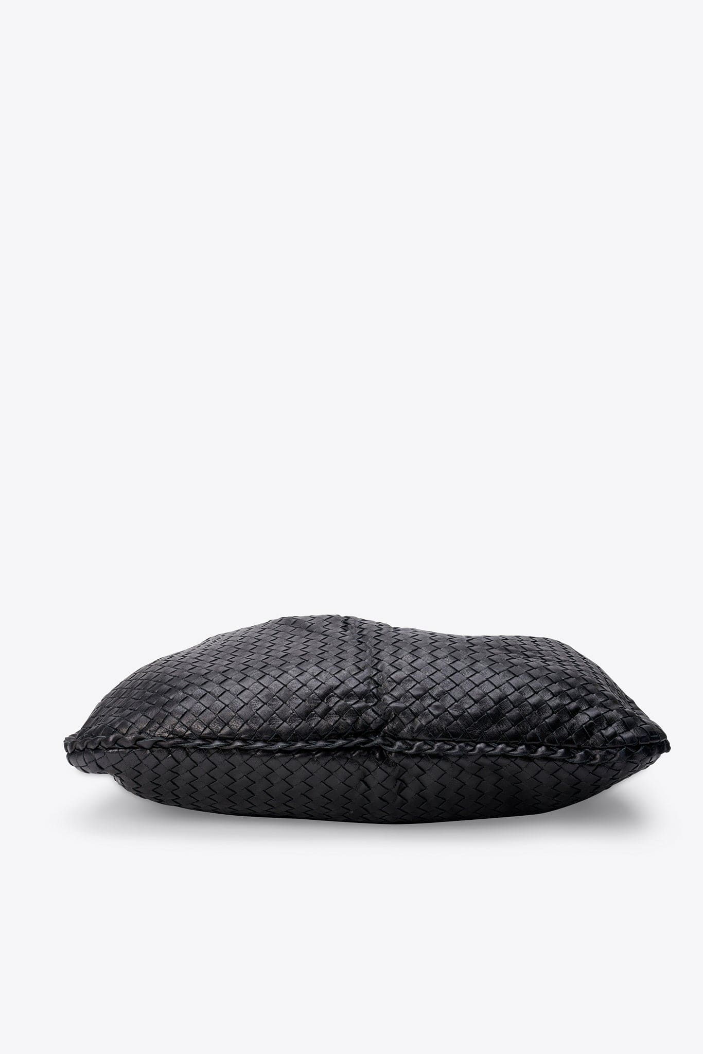 Vintage Bottega Veneta Black Intrecciato Large Leather Hobo Shoulder Bag