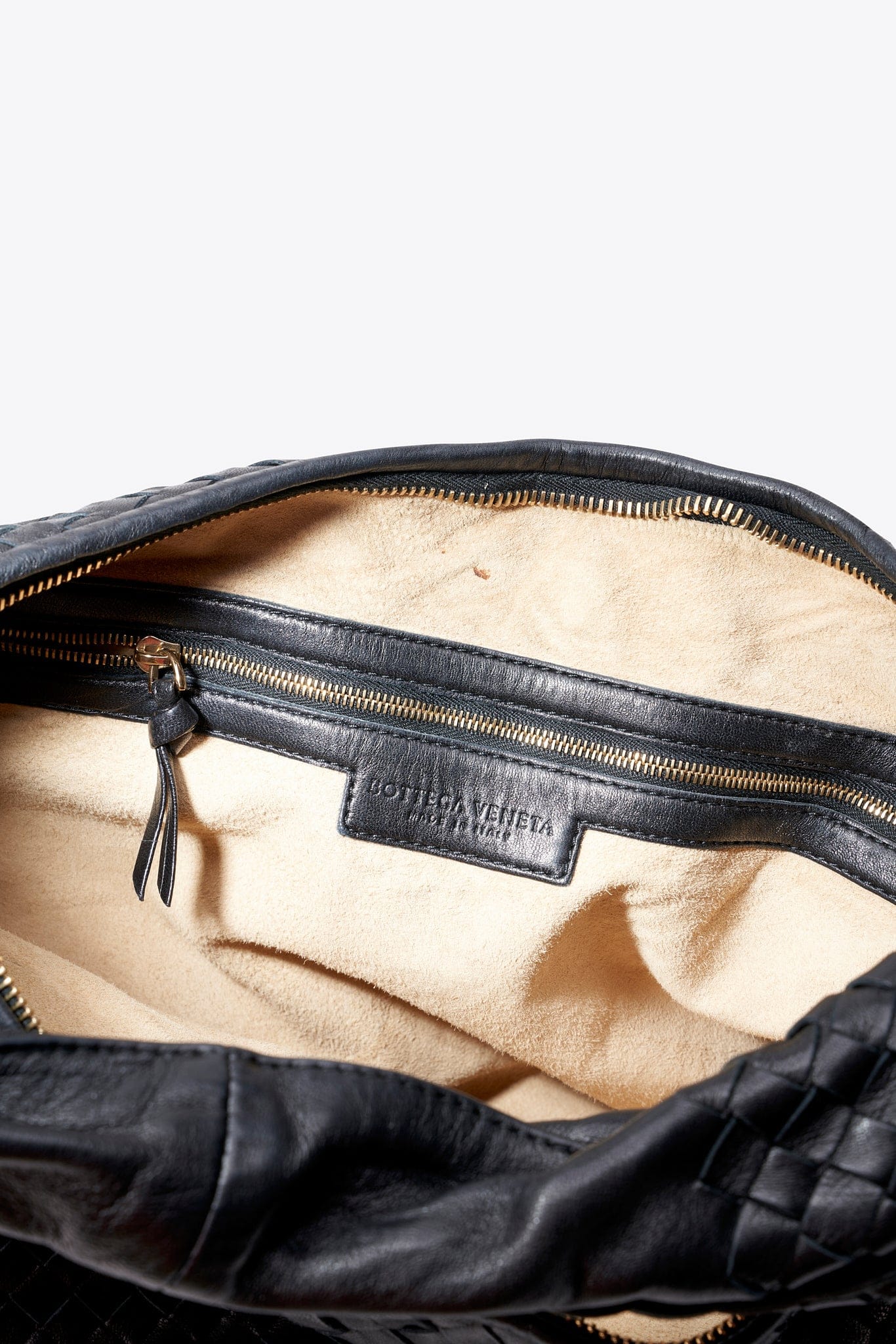 Vintage Bottega Veneta Black Intrecciato Large Leather Hobo Shoulder Bag