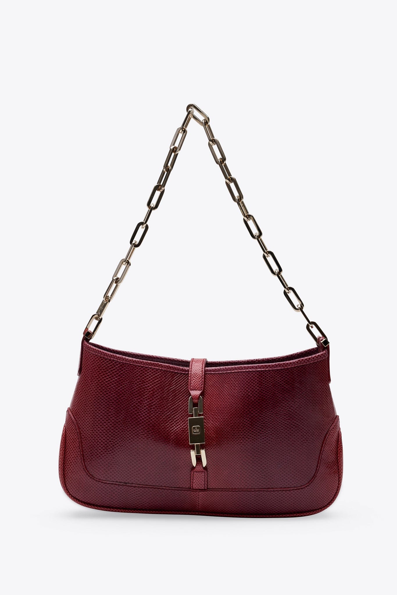 Vintage Gucci Red Lizard Chain Jackie Shoulder Bag - Tom Ford Era