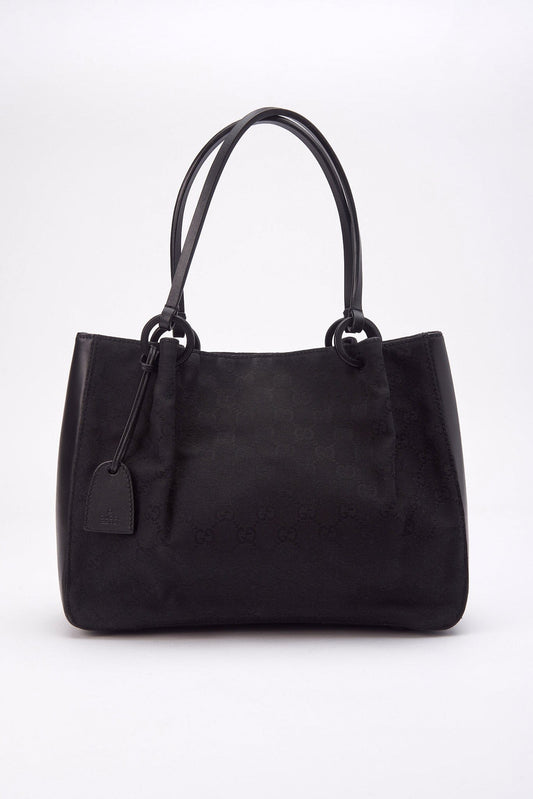 Vintage Gucci Black Canvas Shoulder Bag