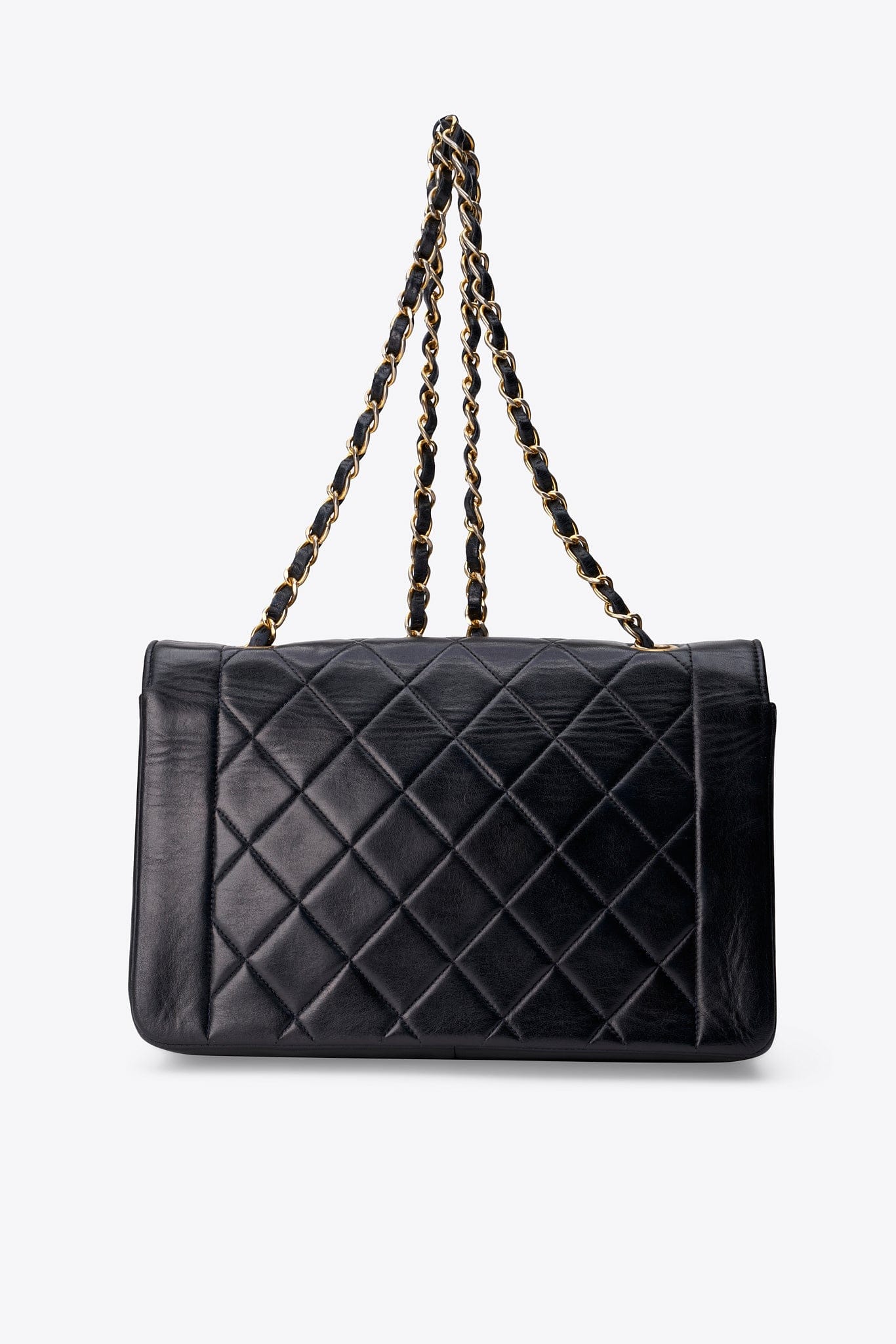 Vintage Chanel Black Lambskin Diana Flap Bag With 24K Gold Plated Hardware