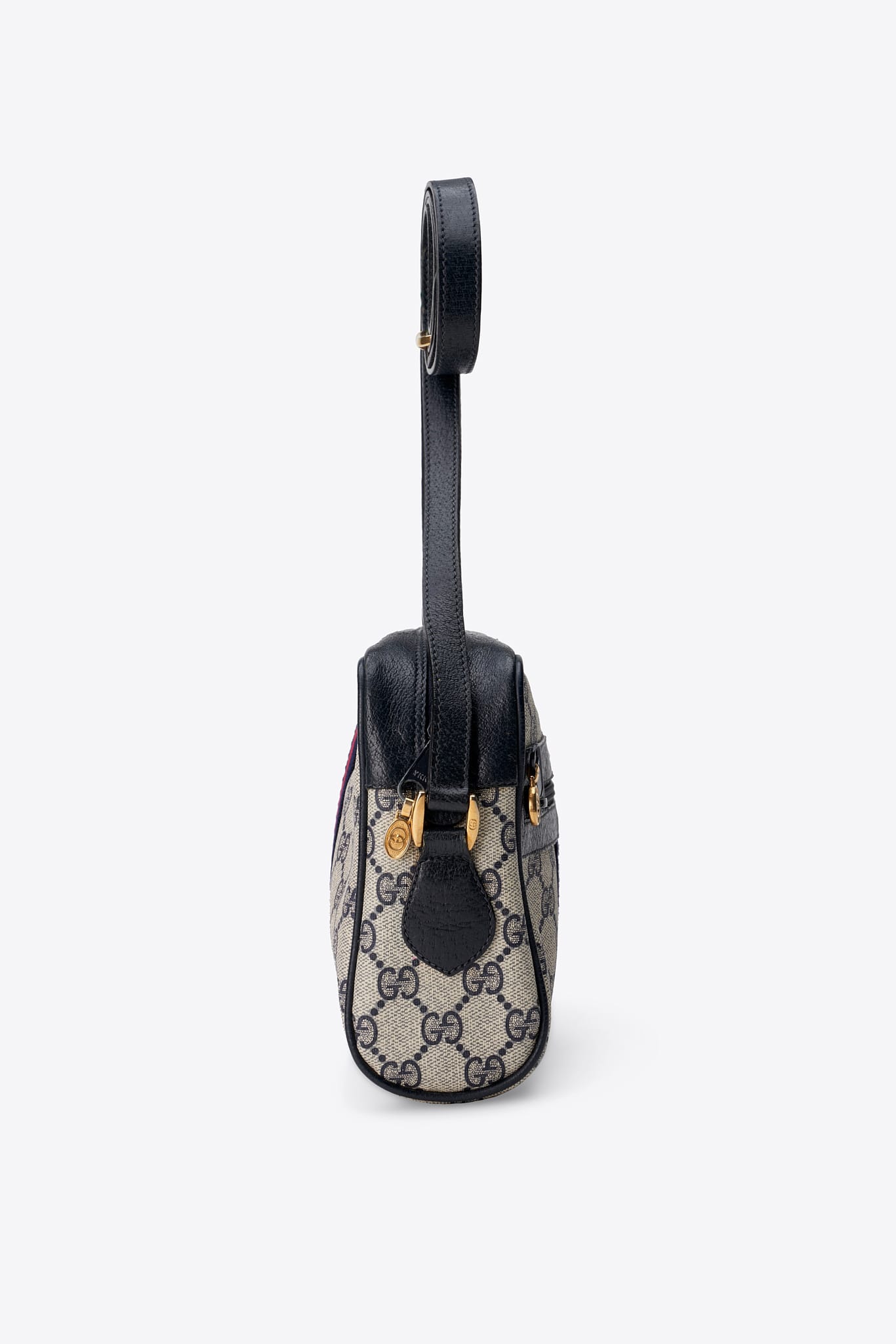Vintage Gucci GG Supreme Canvas and Leather Crossbody Bag with Web Stripe