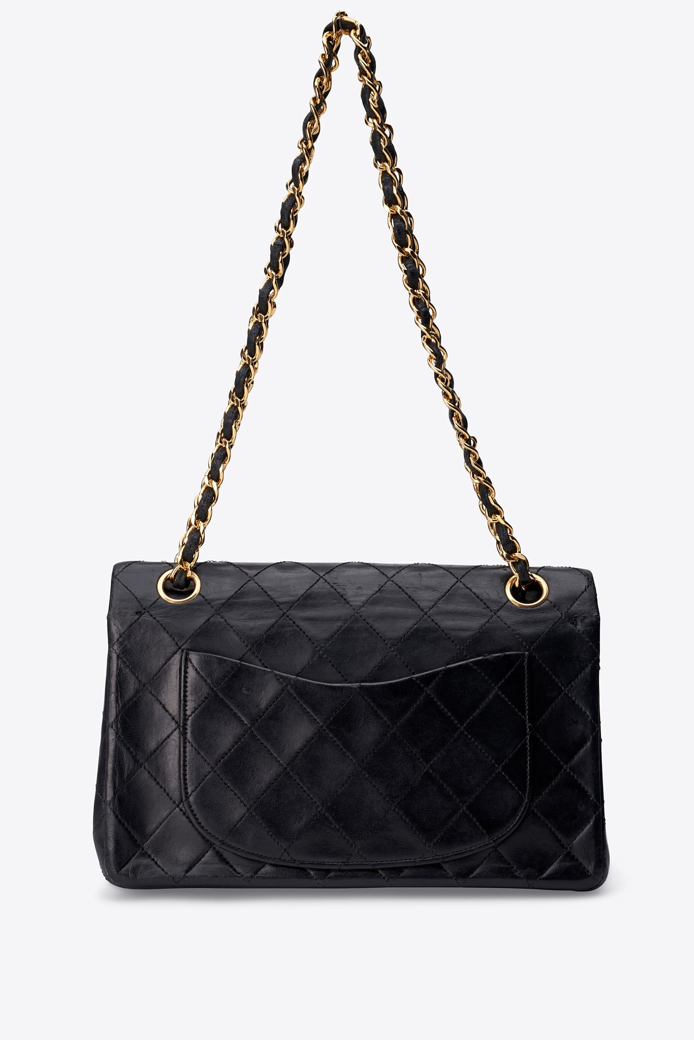 Vintage Chanel Small Double Flap Bag Black Quilted Leather with 24k Gold Plated Hardware