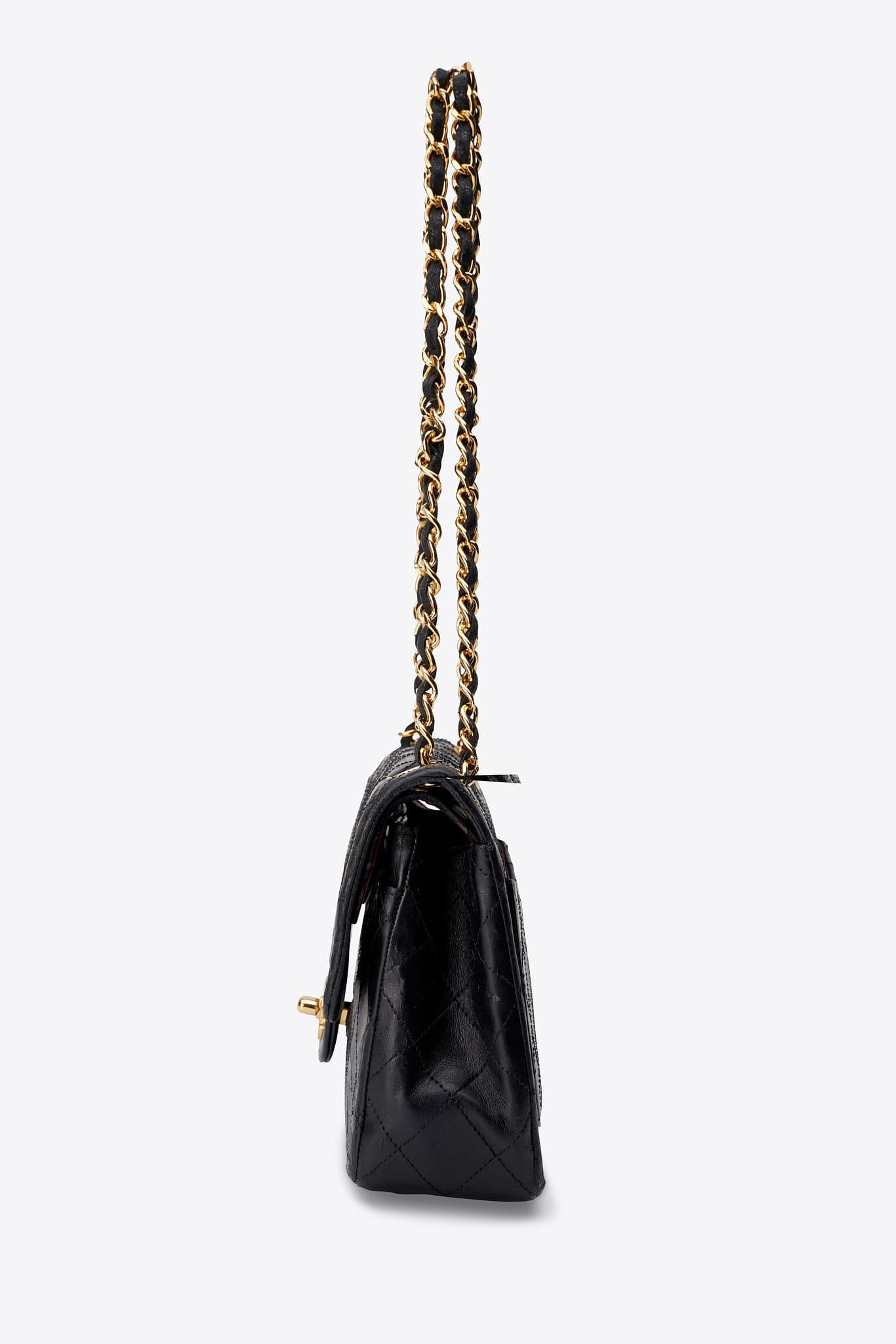 Vintage Chanel Small Double Flap Bag Black Quilted Leather with 24k Gold Plated Hardware