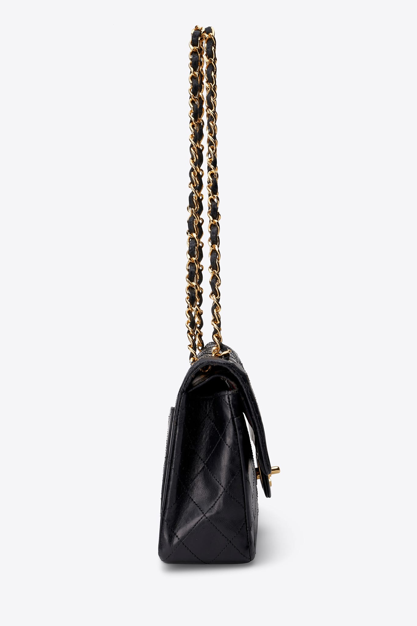 Vintage Chanel Small Double Flap Bag Black Quilted Leather with 24k Gold Plated Hardware