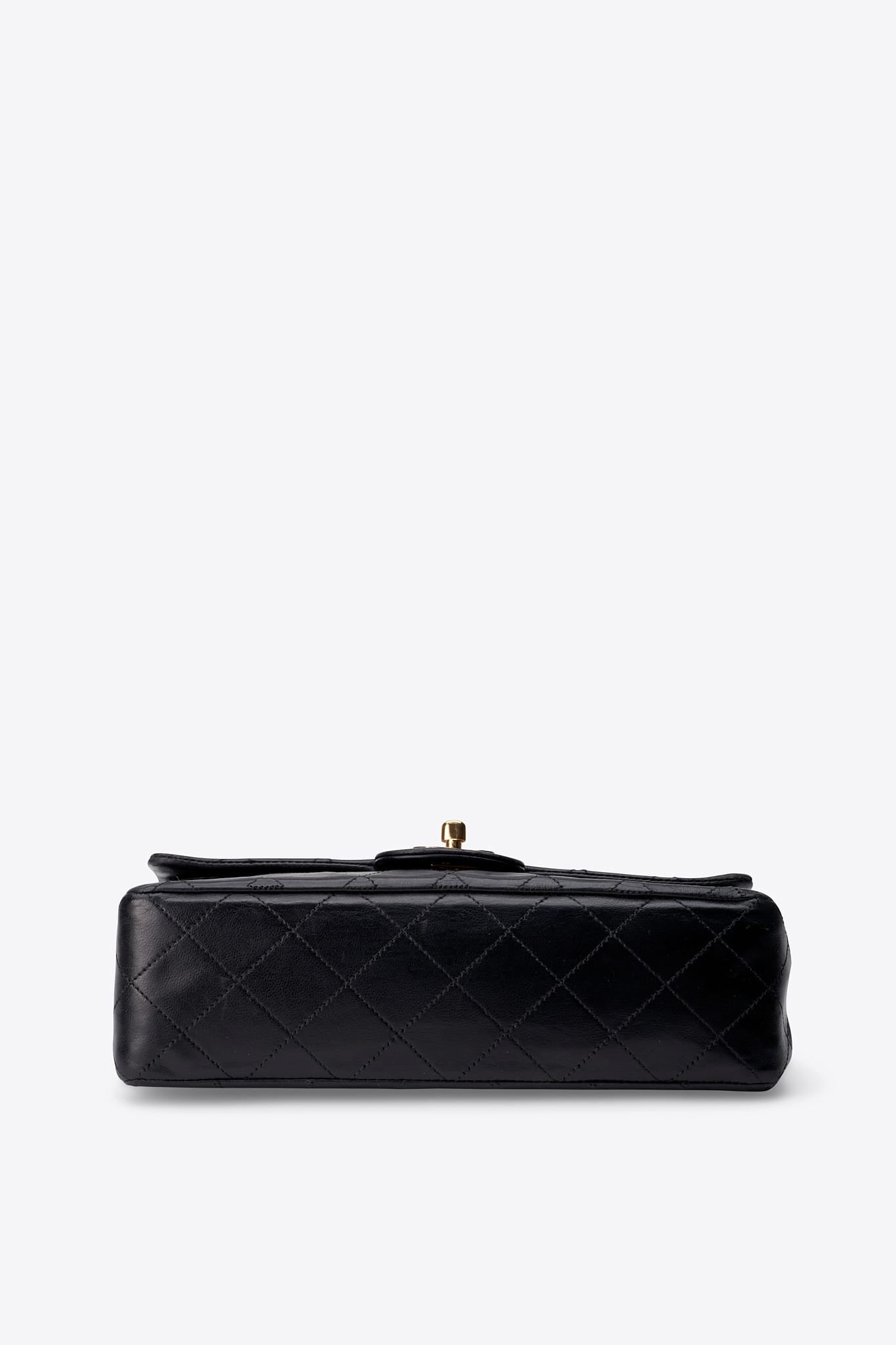 Vintage Chanel Small Double Flap Bag Black Quilted Leather with 24k Gold Plated Hardware