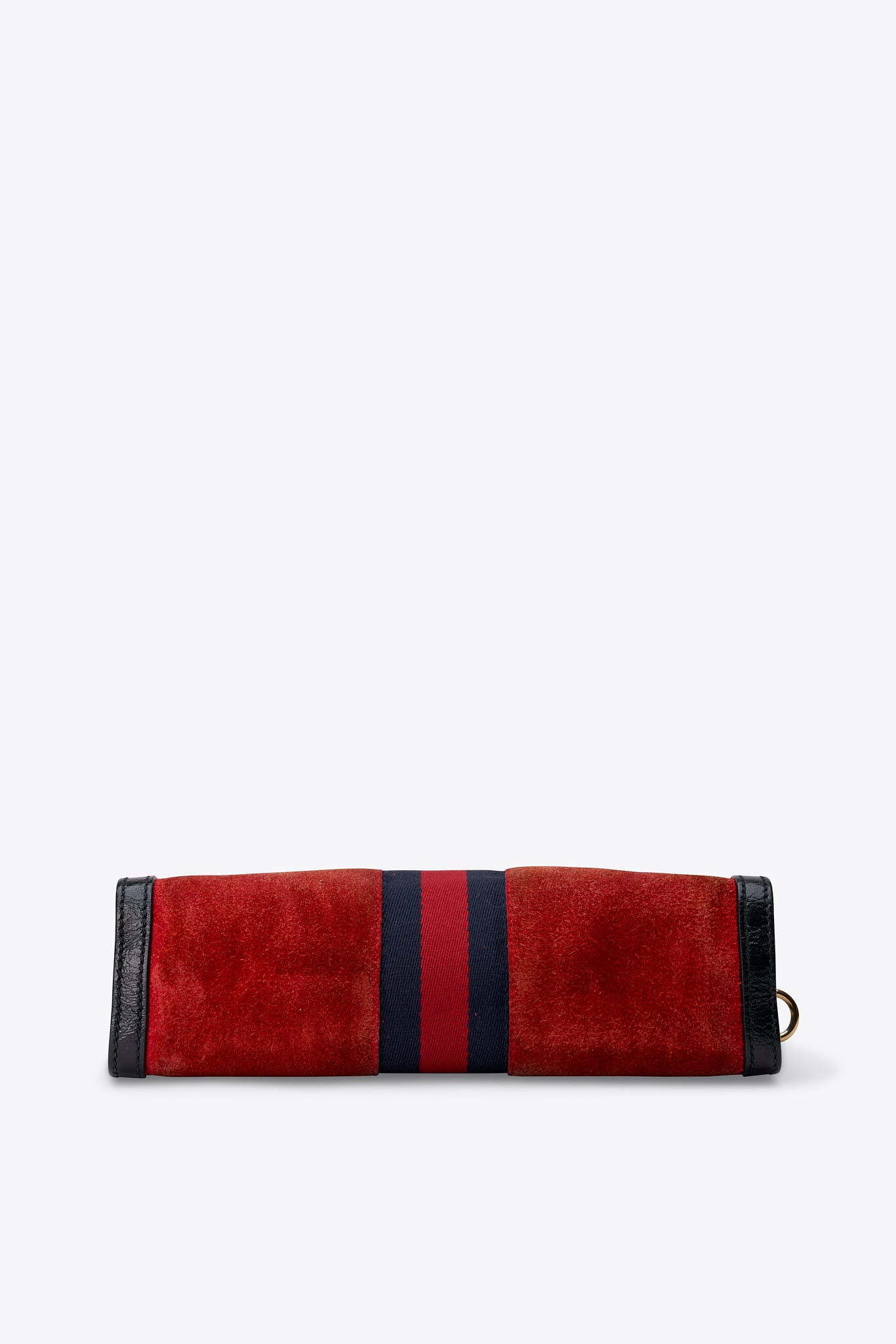 Gucci Ophidia Small Suede Shoulder Bag Red Suede and Black Leather with Gold Tone Hardware