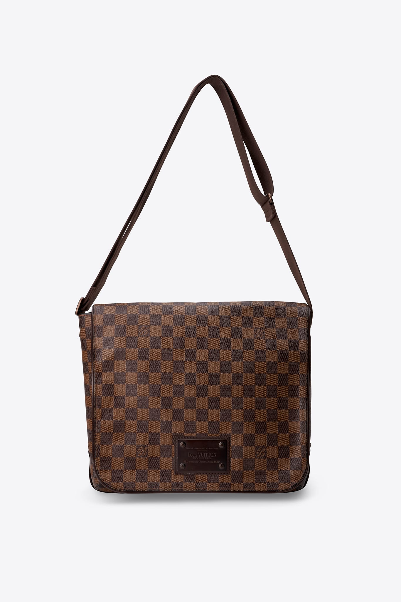 Vintage Louis Vuitton Damier Ebene Brooklyn MM Messenger Bag Brown Canvas Crossbody Bag