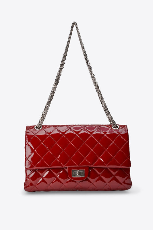 Chanel Classic Deep Red Patent Leather Double Flap Bag